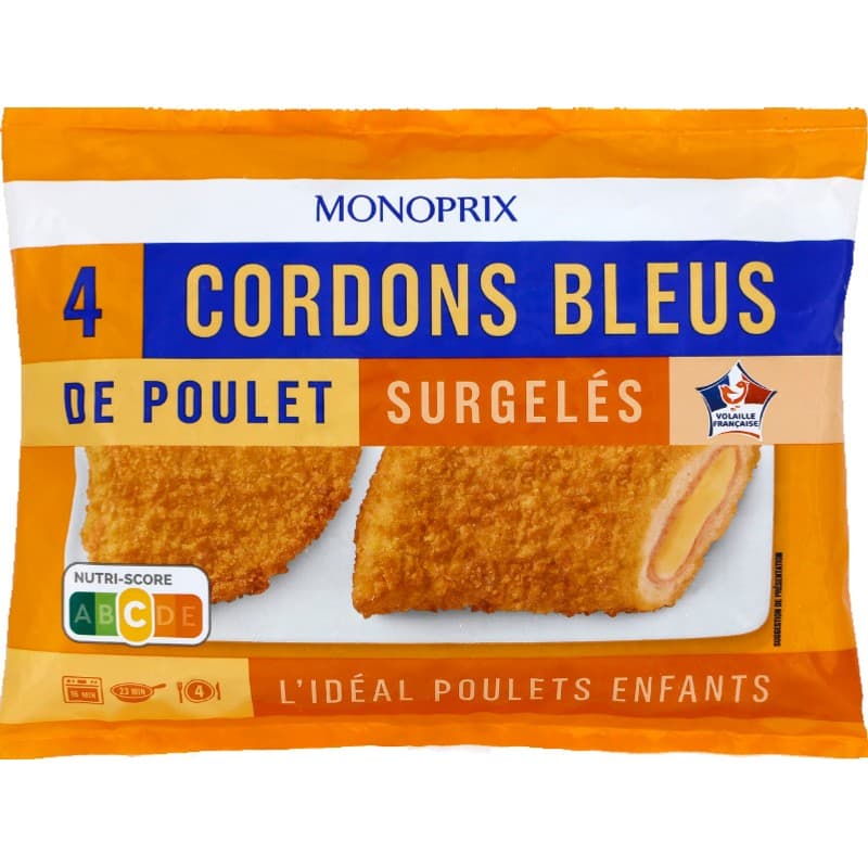 Monoprix Cordons Bleus de Poulet Surgelés x4 400g