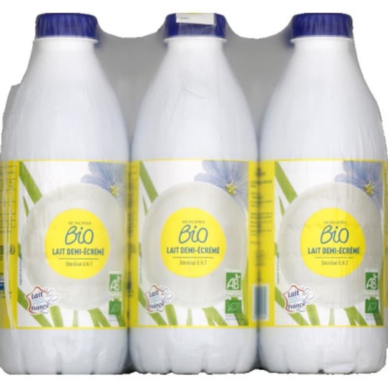 Monoprix Bio Lait demi-écrémé stérilisée 6x1L