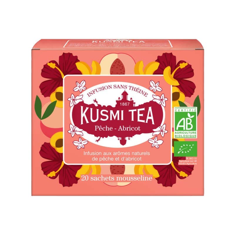Kusmi Tea Infusion Pêche abricot Bio Etui 20 sachets mousseline 40g