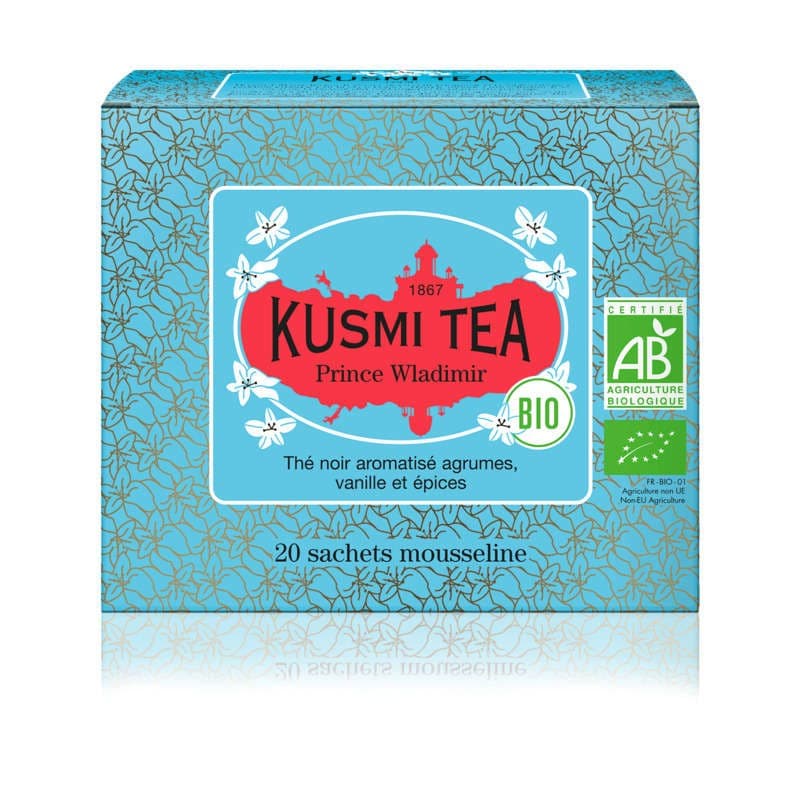 Kusmi Tea Prince Wladimir Thé Noir Bio 20 Sachets Mousseline 40g