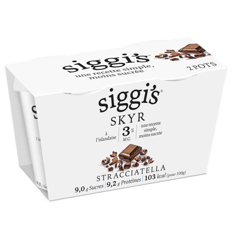 Siggi's Skyr 3% de Mg À L'islandaise Stracciatella 2x140g