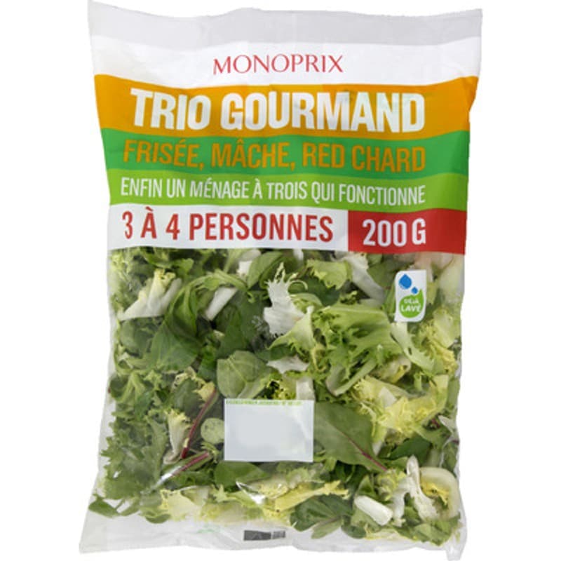Monoprix Trio gourmand frisée, mâche, red chard 200g