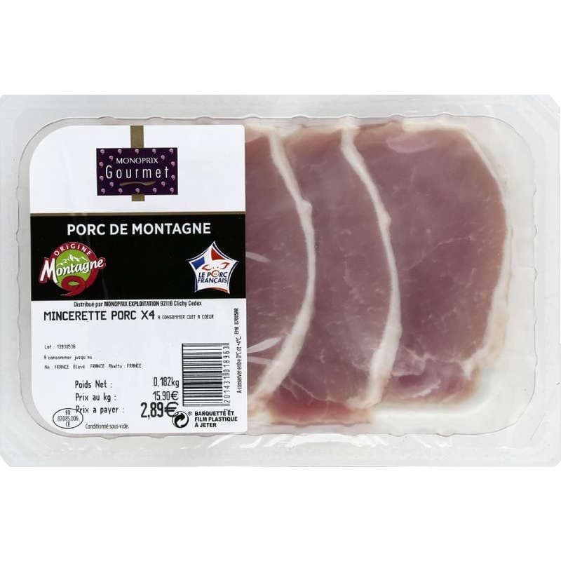 Monoprix Gourmet Darf Mincerette Porc 4x40g