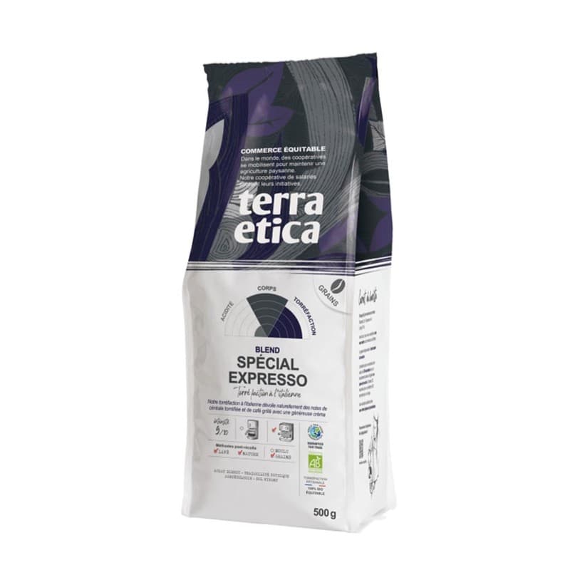 Terra Etica Café Expresso grains biologique et équitable 500g