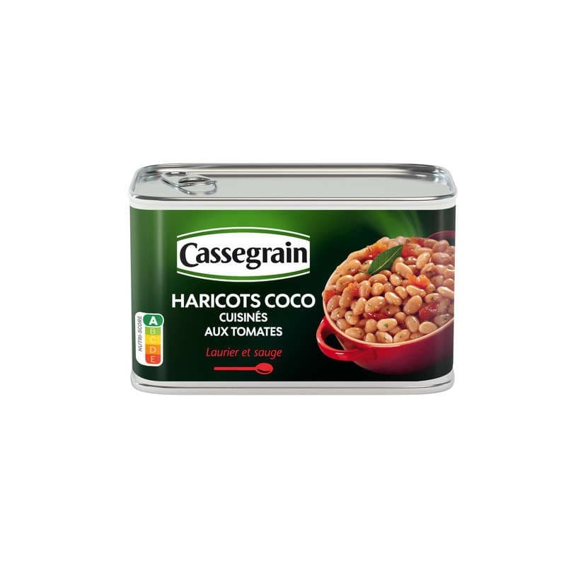Cassegrain Haricots Coco Cuisinés Aux Tomates Laurier Et Sauge 435g