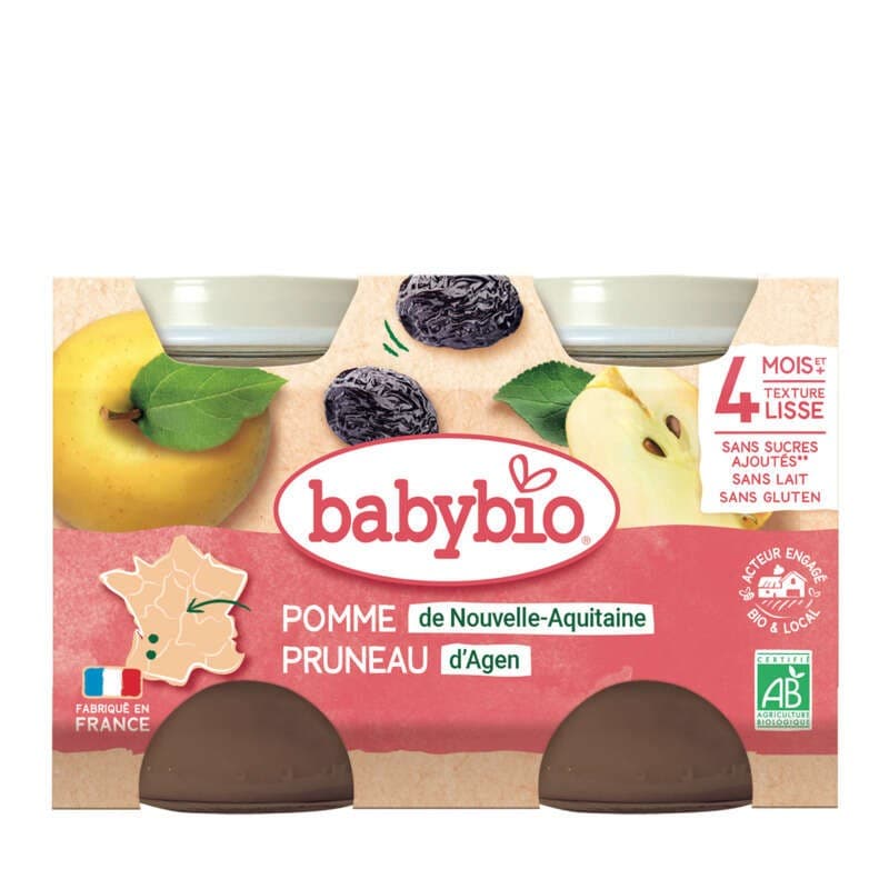 Babybio Petits Pots Pomme d'Aquitaine Pruneau d'Agen 2x130g