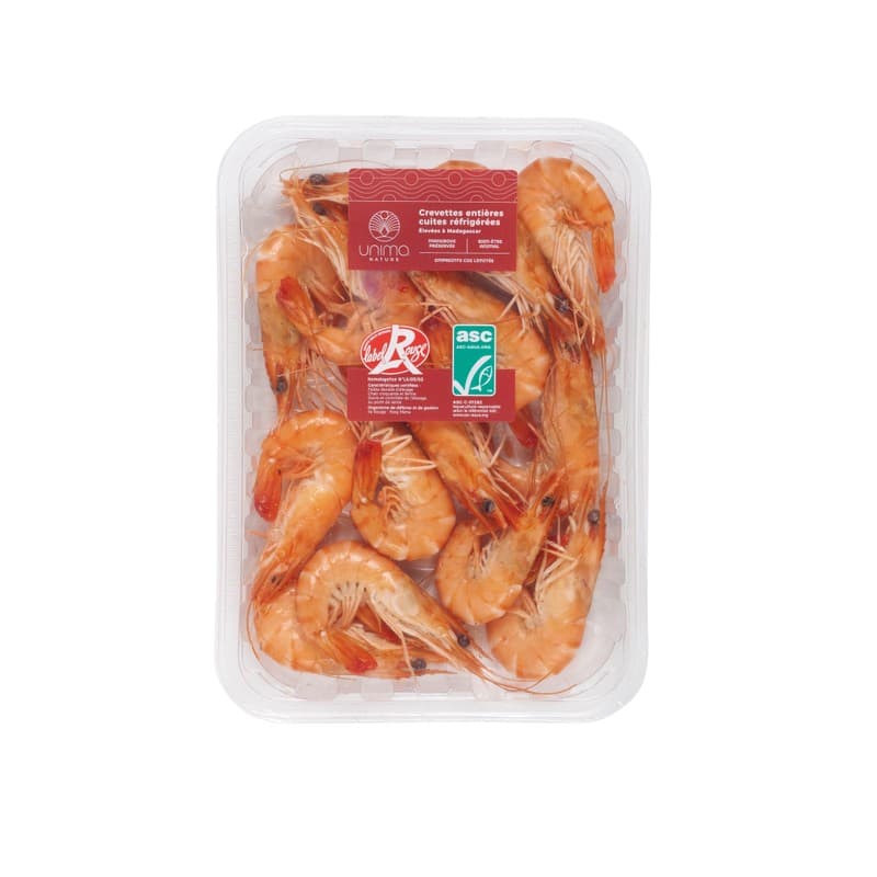 Unima Nature Crevettes Entières Cuites label rouge 270g