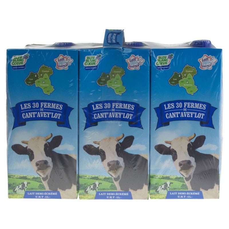 Les 30 Fermes De Cant'avey'lot Lait Demi-ecrémé U.h.t 6x1l