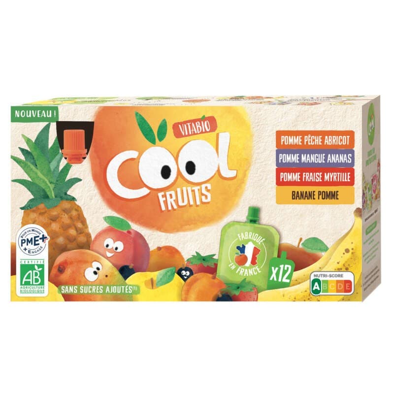 Vitabio Cool Fruits Panaché 4 recettes Bio 12*90g