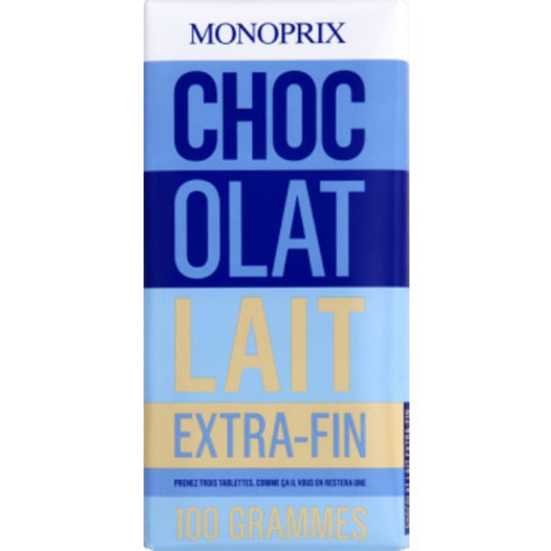 Monoprix Chocolat Au Lait Extra Fin 100g