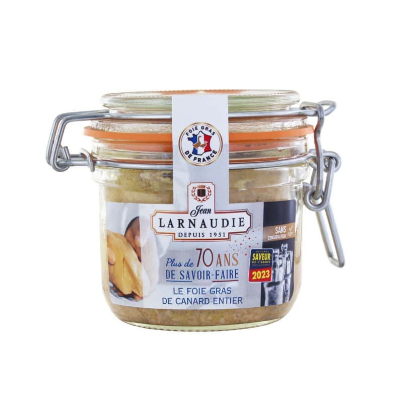 Jean Larnaudie foie gras de canard entier France 70 ans bocal 120g