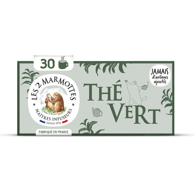 Les 2 Marmottes Thé Vert Bio 30 sachets 48g