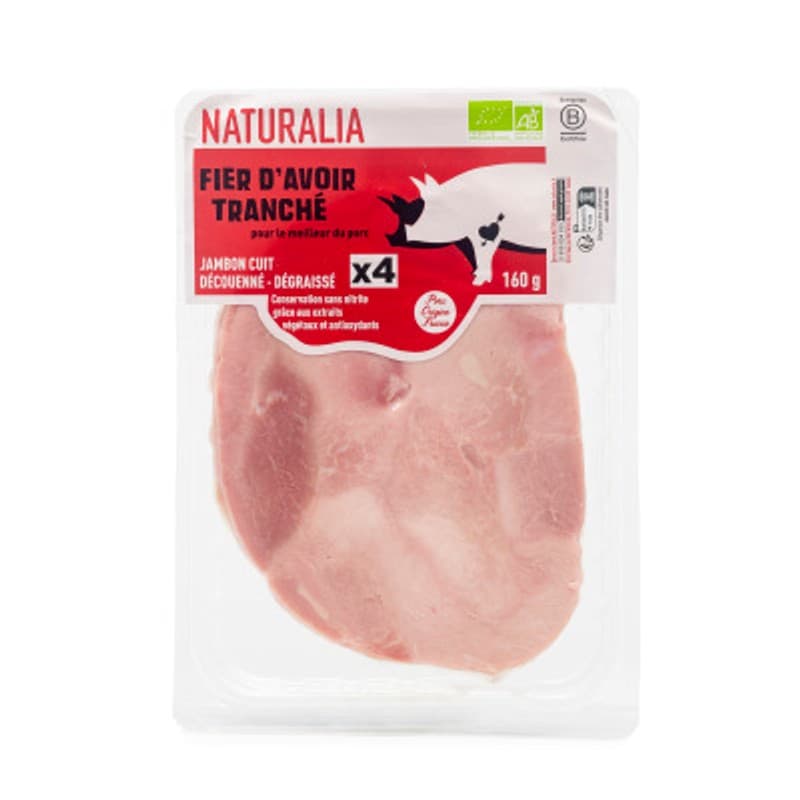 Naturalia Jambon Cuit Découenné Dégraissé Bio Tranche x4 160g