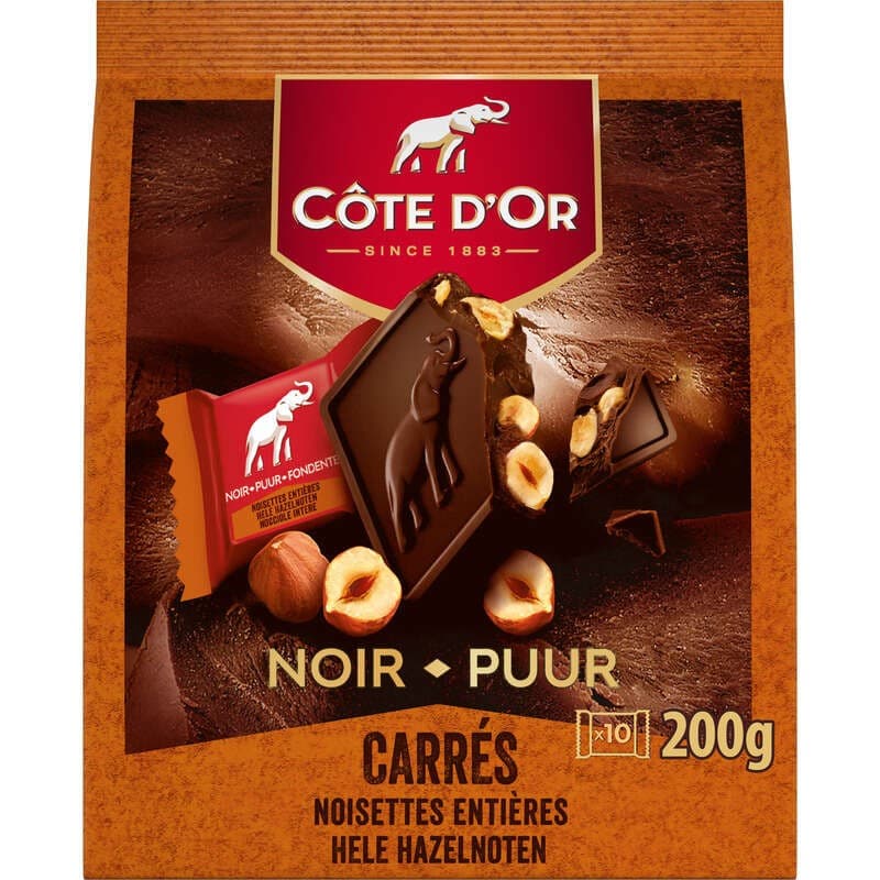 Côte d'Or Tablette Chocolat Noir Noisettes Entières x10 20g