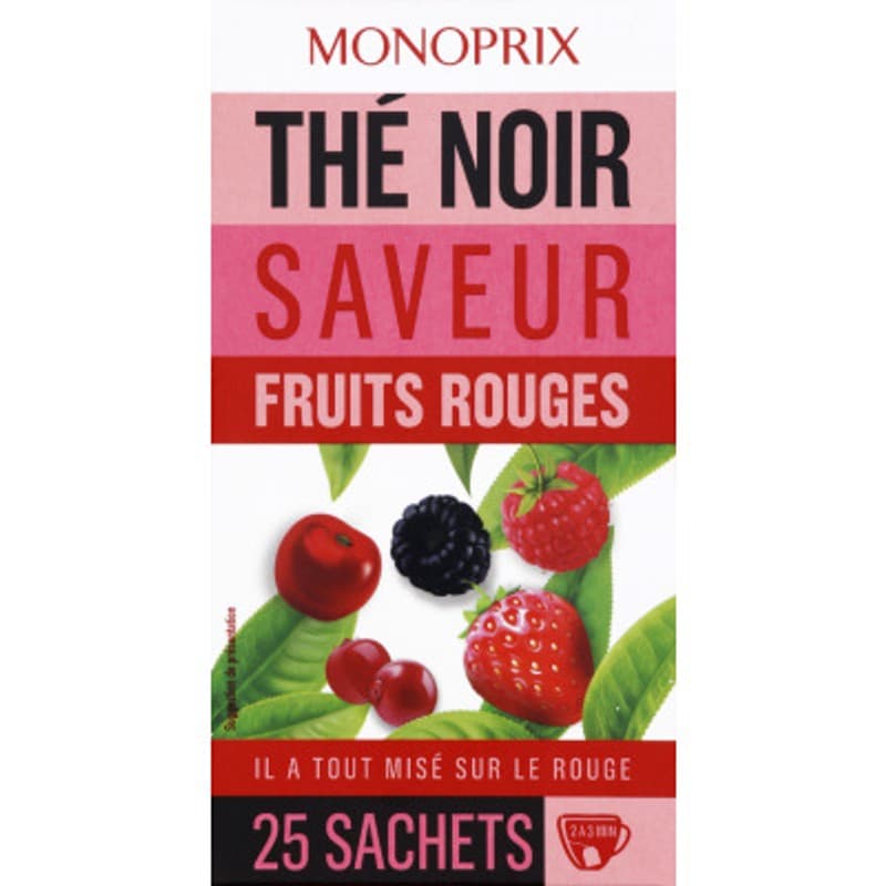 Monoprix Thé Noir Saveur Fruits Rouges 25 Sachets 40g