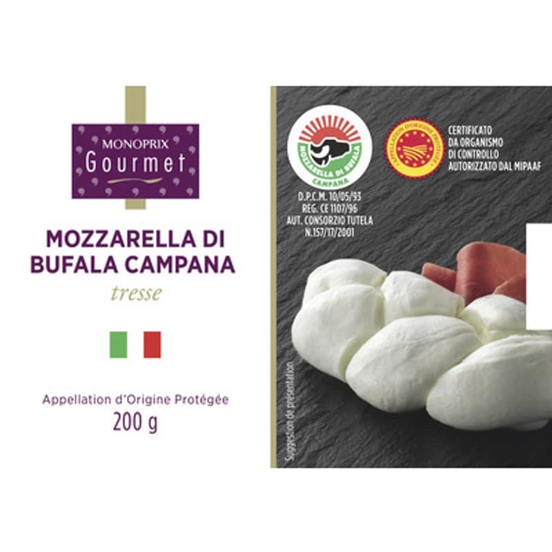 Monoprix Gourmet Tresse de Mozzarella Di Bufala Campana 200g