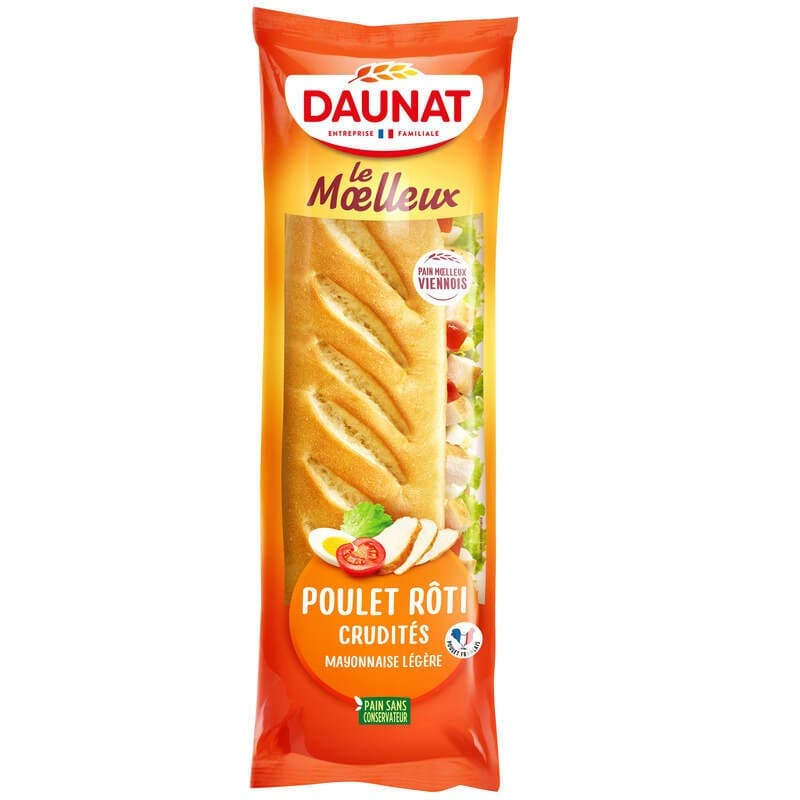 Dauna Sandwich le Moelleux - Poulet Rôti Crudité et Mayonnaise 230g