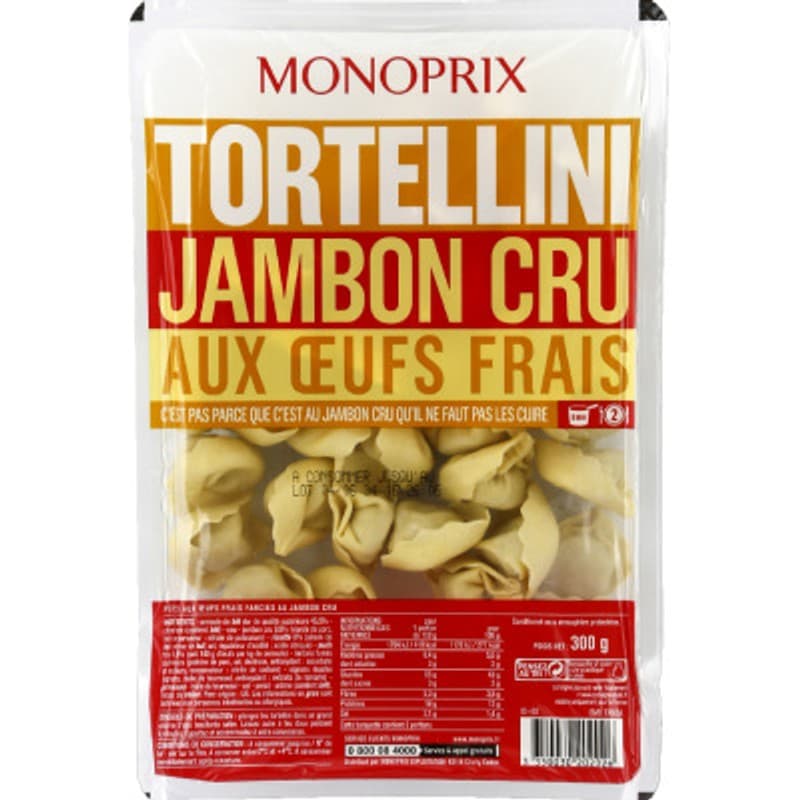 Monoprix Tortellini jambon cru aux œufs frais 300g