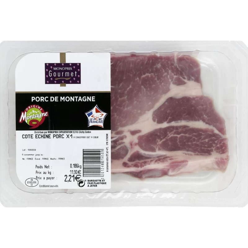 Monoprix Gourmet Côte Échine Porc x1 170g