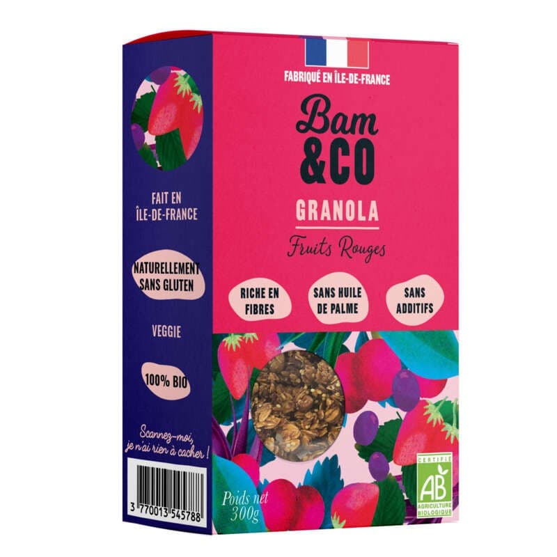 Bam&Co Granola Fruits Rouges Bio 300g