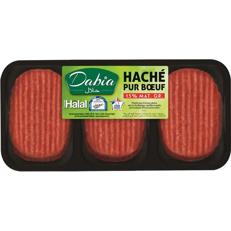 Dabia Steak haché Halal 15% de Mg 6x100g