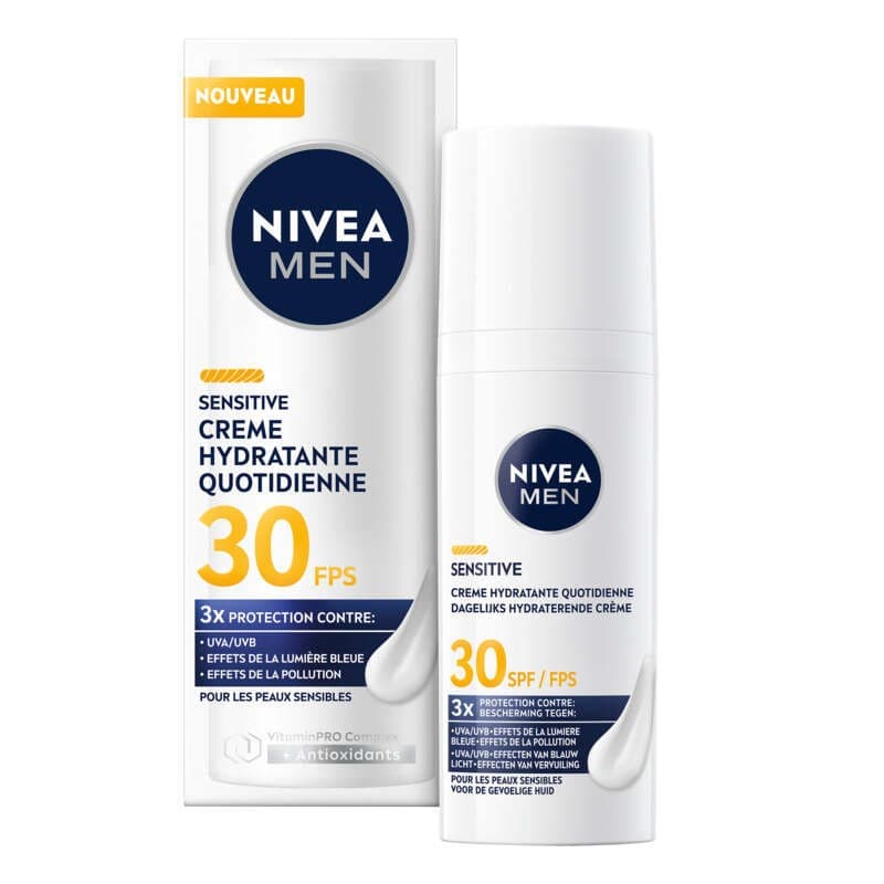 Nivea Men Crème visage Homme hydratante Peaux Sensibles Sensitive SPF30 50ml
