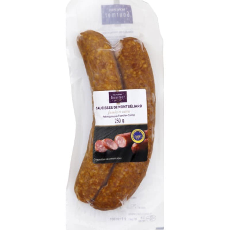 Monoprix Gourmet Saucisses de Montbéliard fumées et cuites 250g