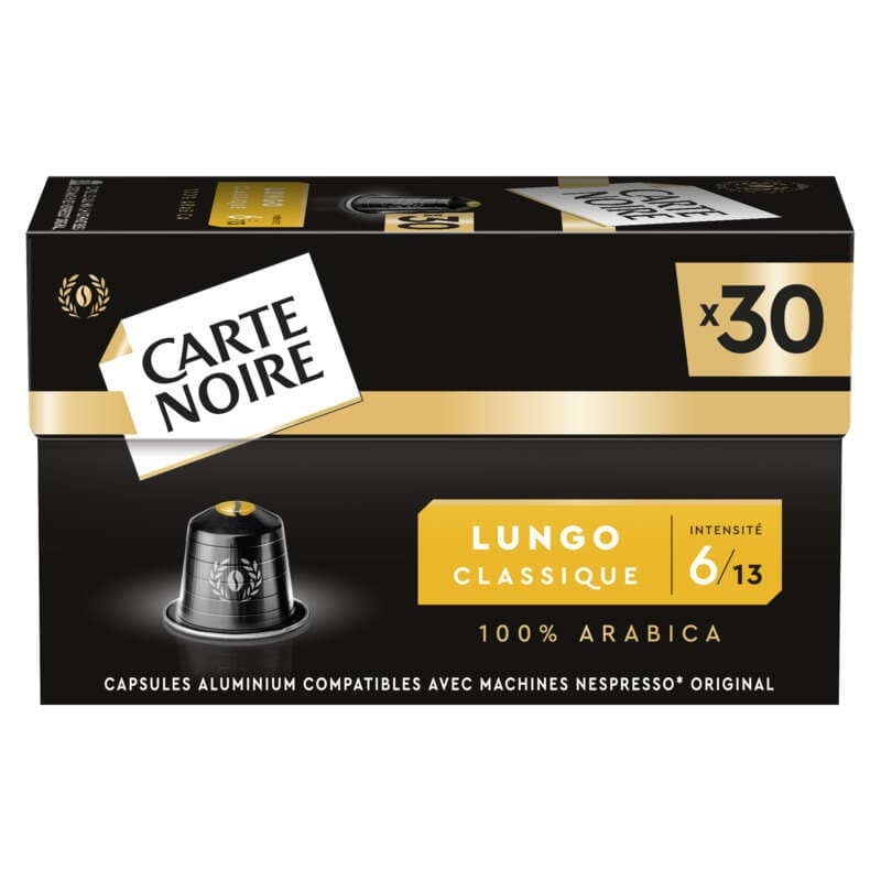 Carte Noire 30 capsules alu lungo classique n°6 - 168g