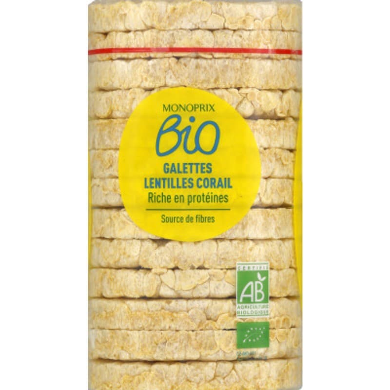 Monoprix Bio Galettes De Lentilles Corail 100g