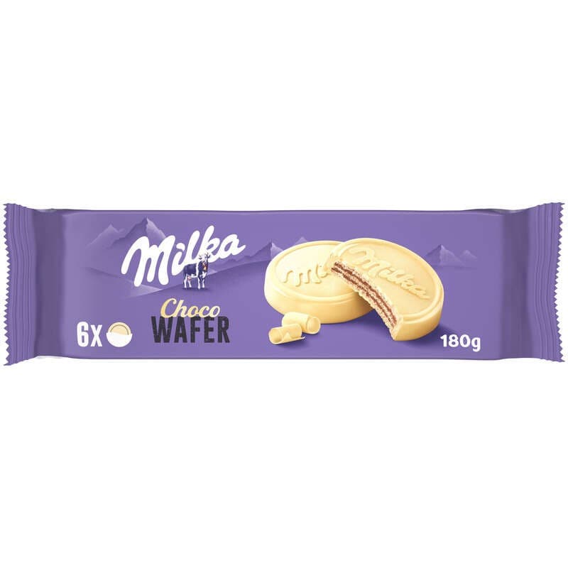 Milka Choco Suprême Biscuits Gaufrettes enrobés au Chocolat Blanc 180g