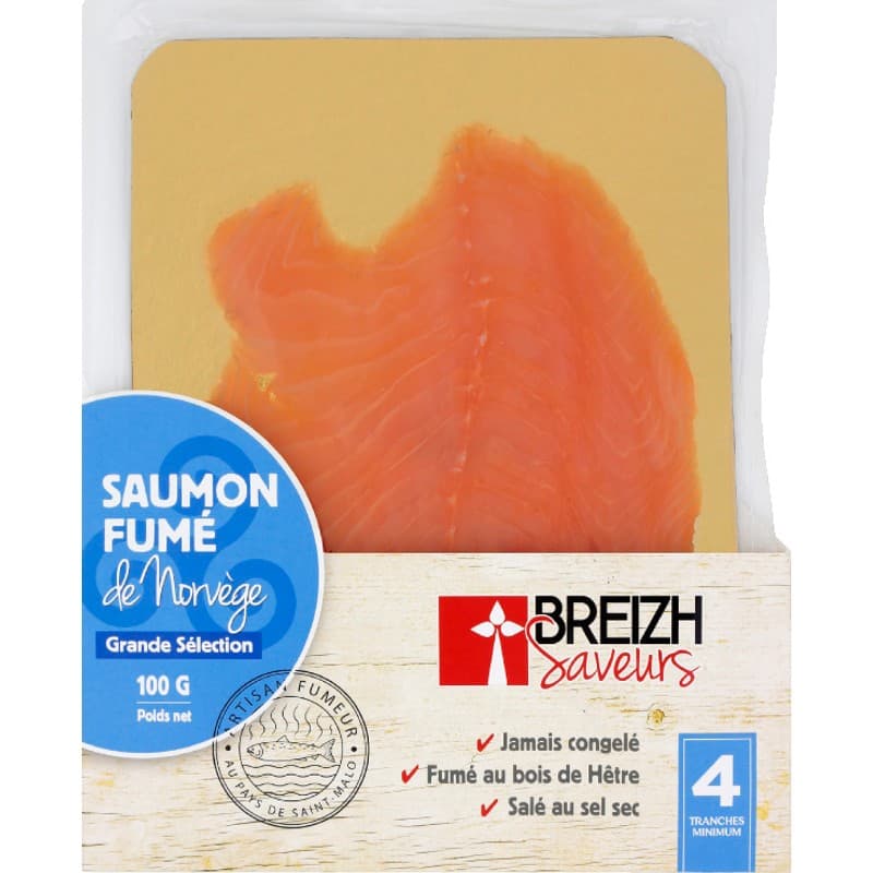 Breizh Saveur Saumon Fumé de Norvège 4 tranches - 100g