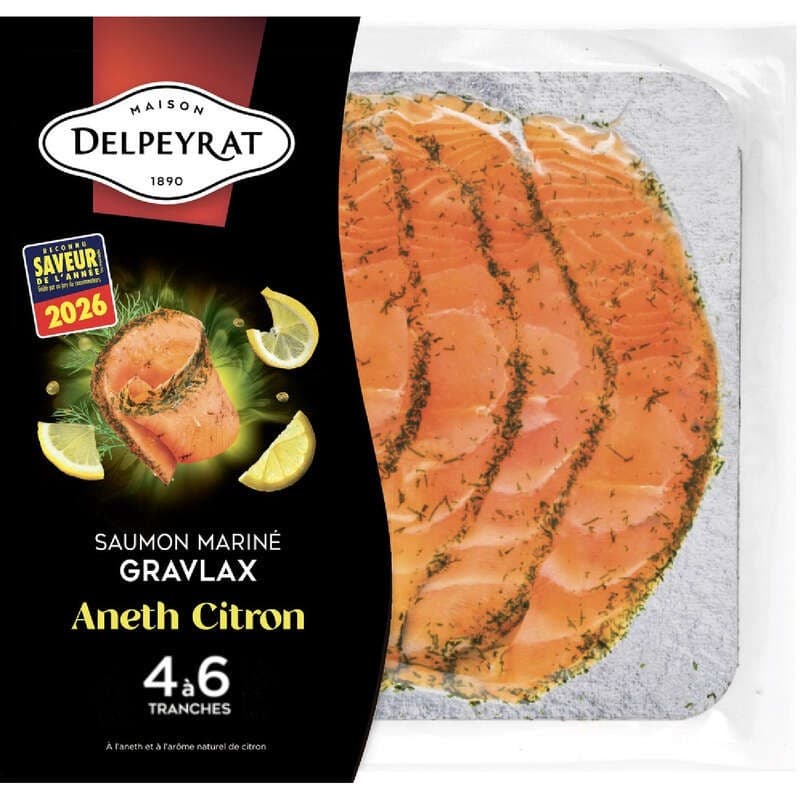 Delpeyrat Saumon Mariné Gravlax Aneth Citron 4 à 6 Tranches 100g