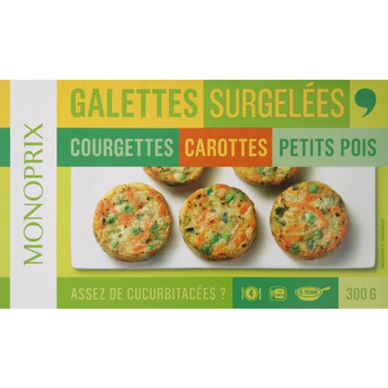Monoprix Galettes de courgettes, carottes et petits pois 300g