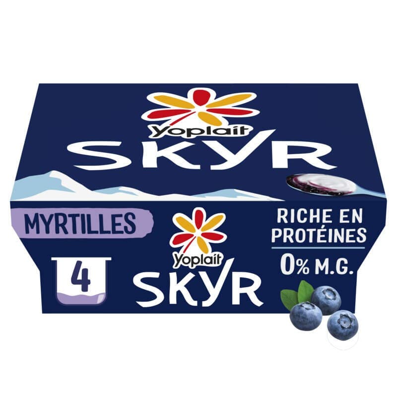 Yoplait Skyr Myrtille Yaourt Riche En Proteine 0% M.G. Pots 4x100g