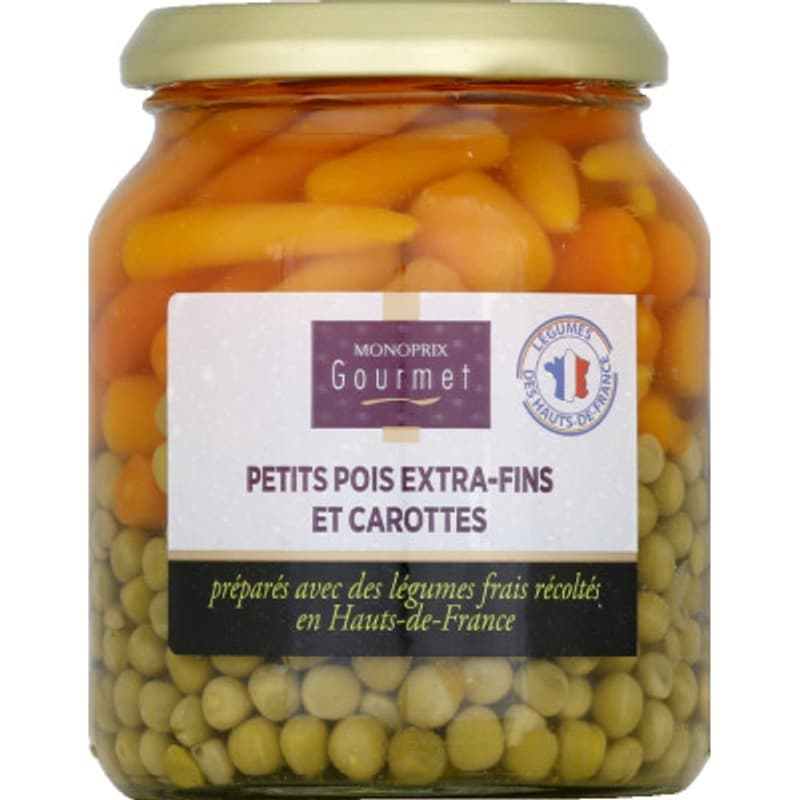 Monoprix Gourmet Petits Pois Extra-Fins et Carottes 215g