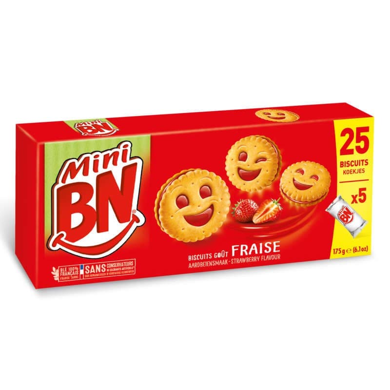 Mini BN Biscuits fourrés à la pulpe de fraise 175g