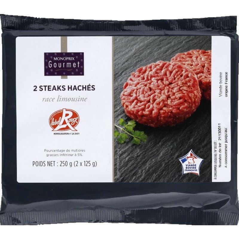 Monoprix Gourmet Steak haché 5% de Mg 2x125g