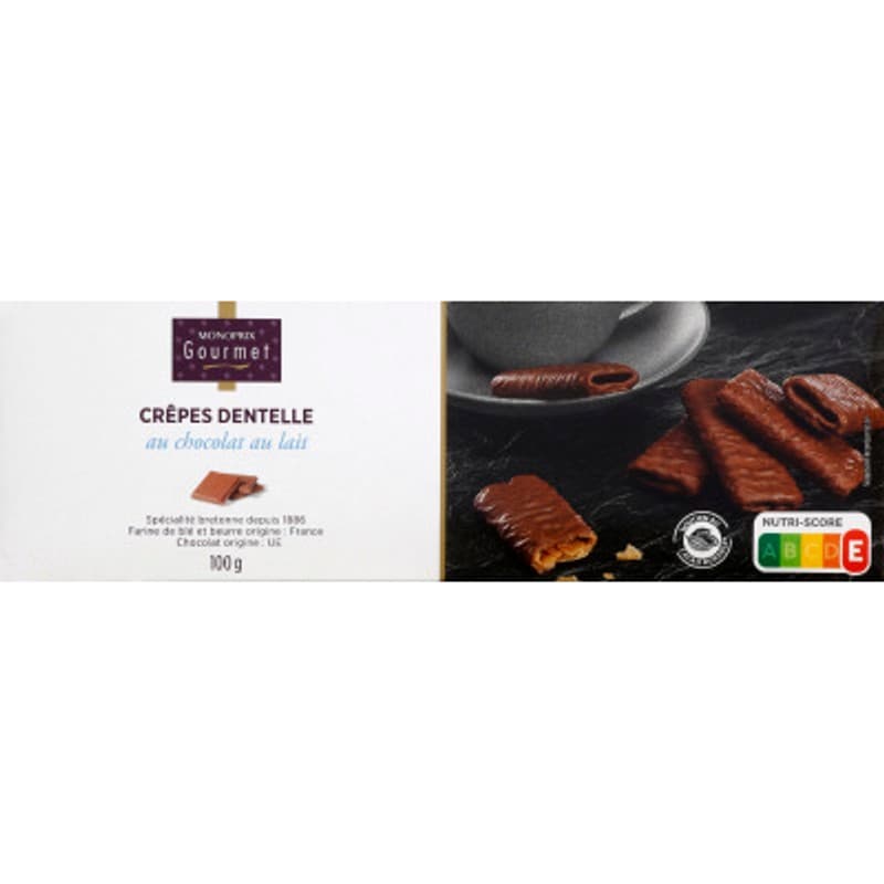 Monoprix Gourmet Crêpes dentelle au chocolat au lait 100g
