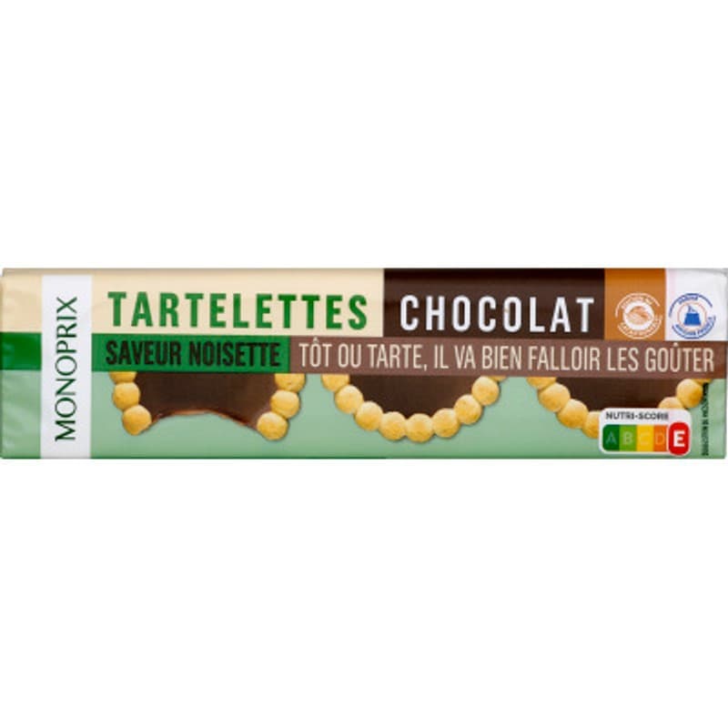 Monoprix Tartelettes chocolat saveur noisette 150g