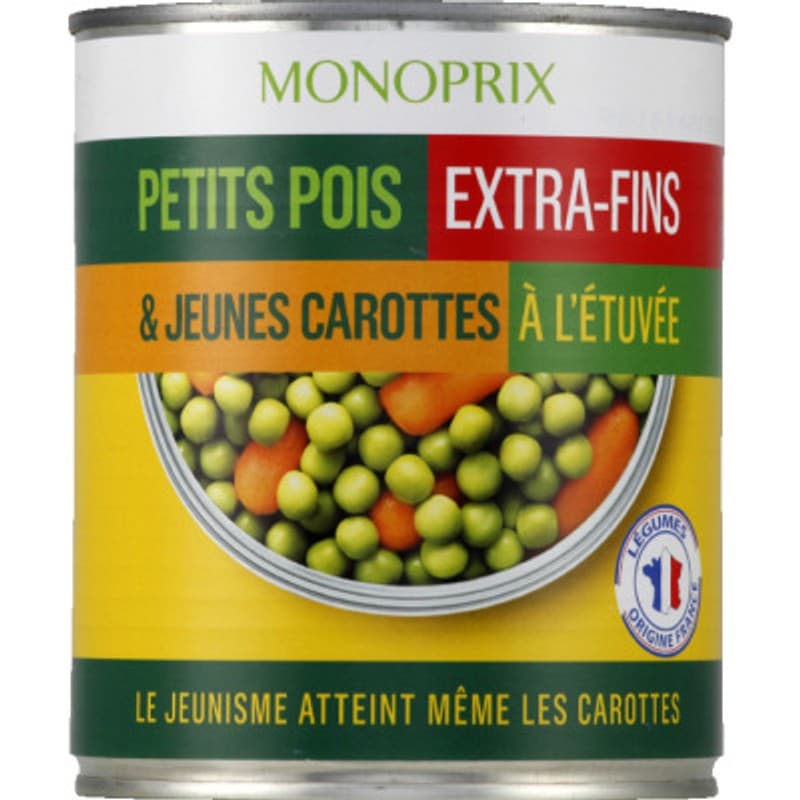 Monoprix Petits Pois Extra-Fins & Jeunes Carottes À L'Etuvée 530g