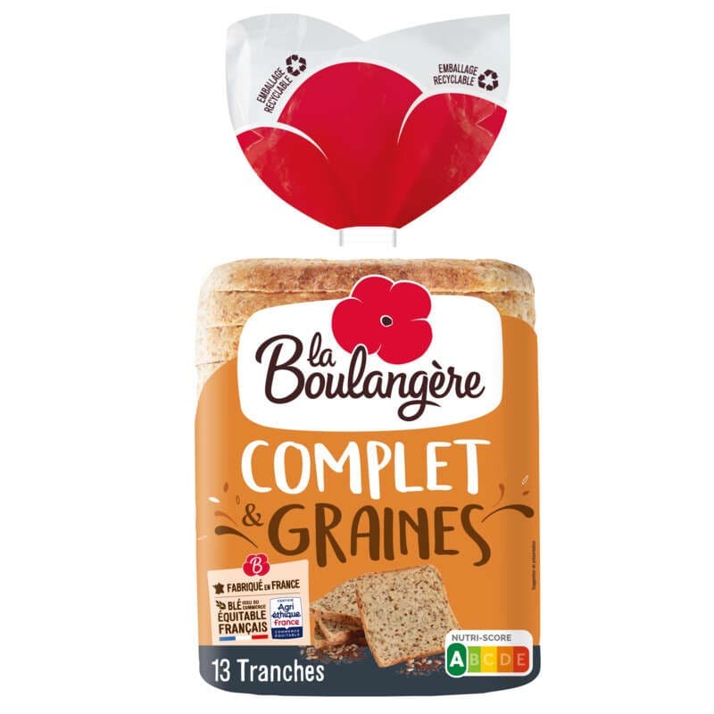 Pain de Mie Grandes Tranches Complet & Graines 500g