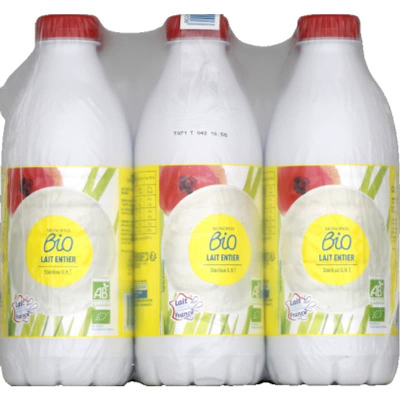 Monoprix Bio Lait Entier Stérilisé Le Pack De 6x1L