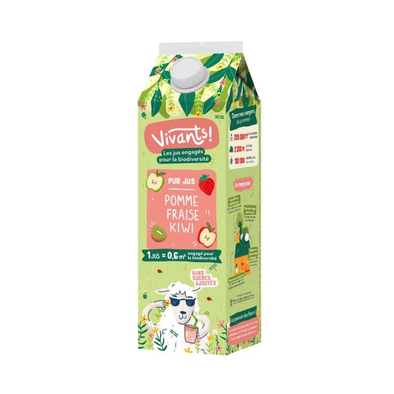 Vivants Pur Jus pomme & Fraise et kiwi 1L