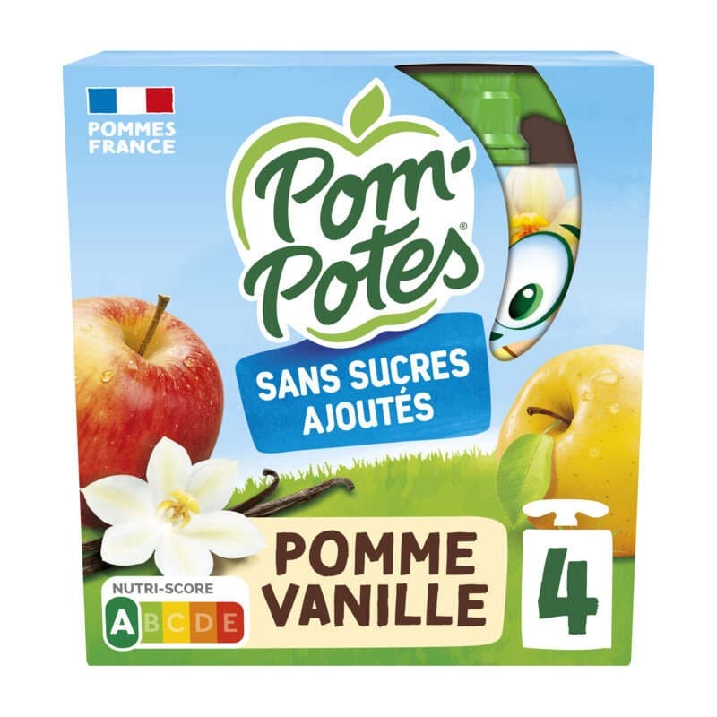 Pom'Potes Gourde Compote Pomme Vanille 4x90g