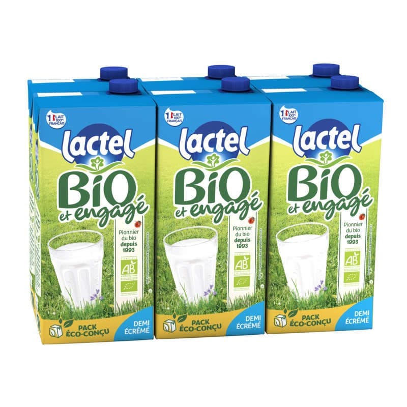 Lactel Bio Lait Demi-écrémé Brique 6x1L