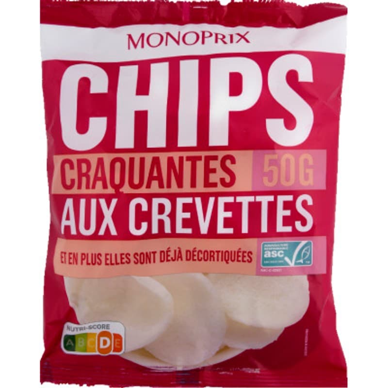 Monoprix Chips craquantes aux crevettes 50g