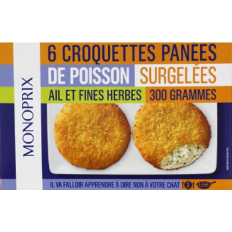 Monoprix Croquettes panées de poisson ail et fines herbes 300g