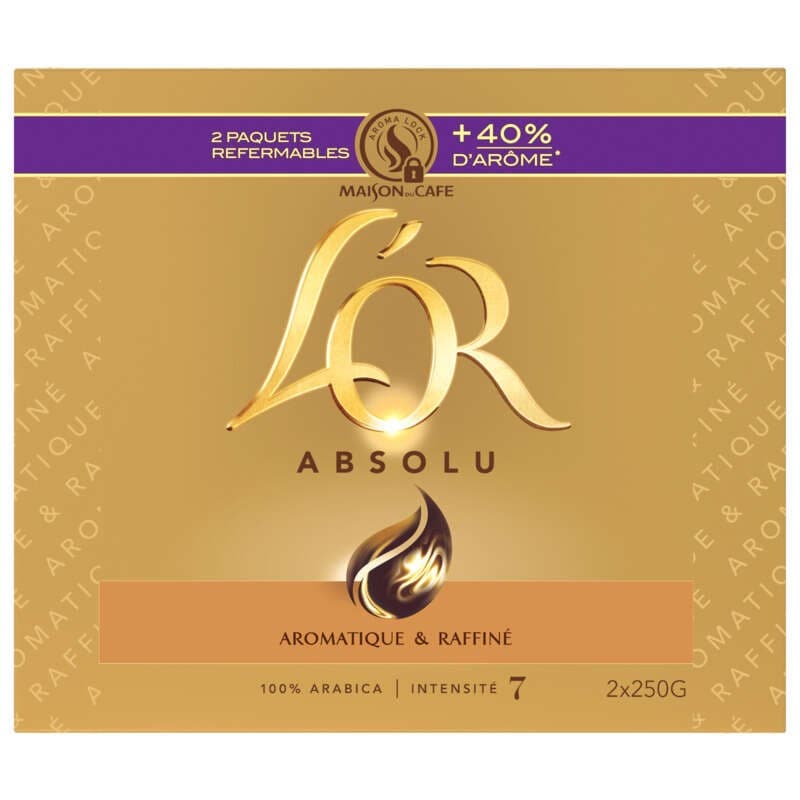 L'Or Absolu Café moulu 100% Arabica intensité 7 2x250g