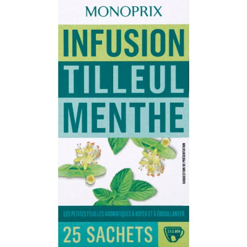 Monoprix Infusion Tilleul Menthe 25 Sachets 40g