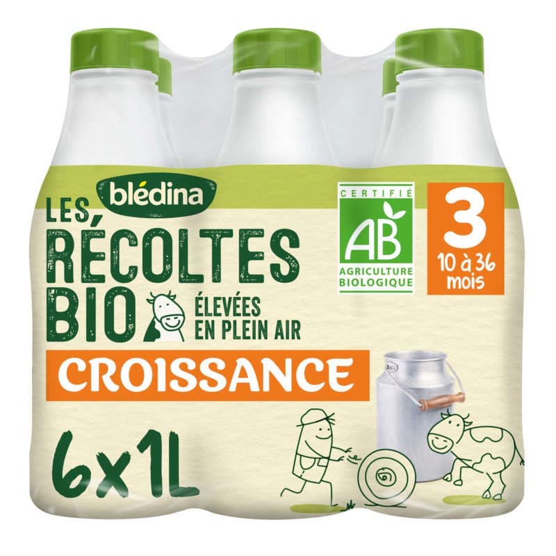 Blédina Lait de croissance Bio Le pack de 6x1L